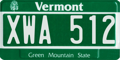 VT license plate XWA512