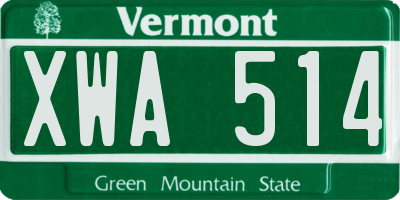 VT license plate XWA514