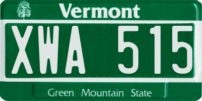 VT license plate XWA515