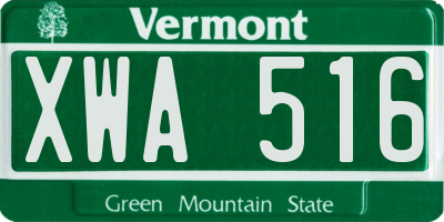 VT license plate XWA516