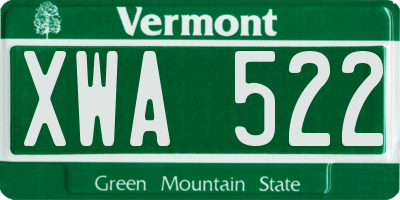 VT license plate XWA522