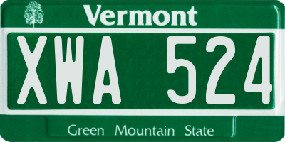 VT license plate XWA524