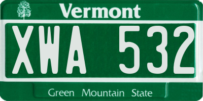 VT license plate XWA532