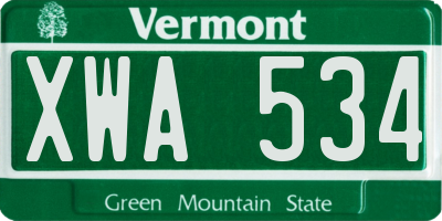 VT license plate XWA534