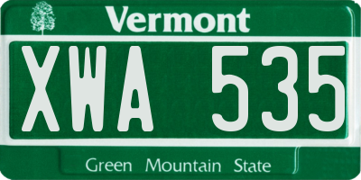 VT license plate XWA535