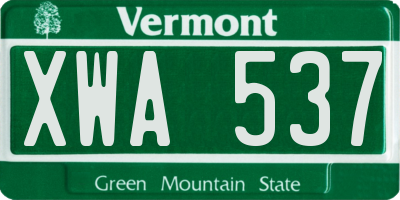 VT license plate XWA537