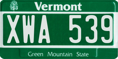 VT license plate XWA539