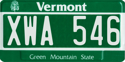VT license plate XWA546