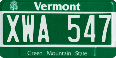VT license plate XWA547