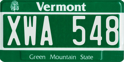 VT license plate XWA548