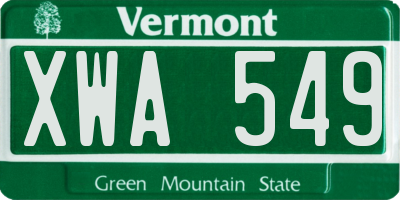 VT license plate XWA549
