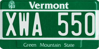 VT license plate XWA550