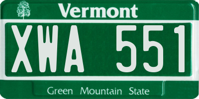 VT license plate XWA551