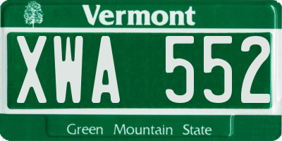 VT license plate XWA552
