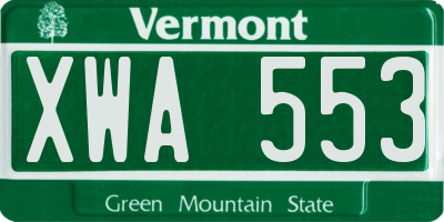 VT license plate XWA553