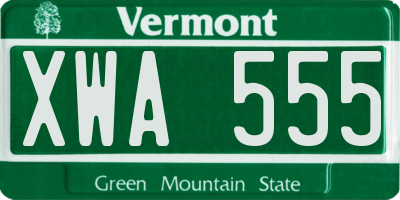 VT license plate XWA555