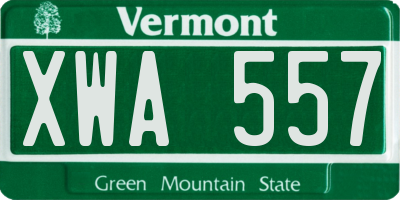 VT license plate XWA557