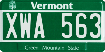 VT license plate XWA563