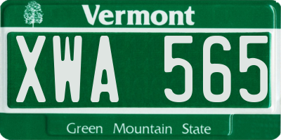 VT license plate XWA565