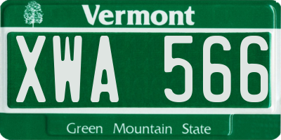 VT license plate XWA566