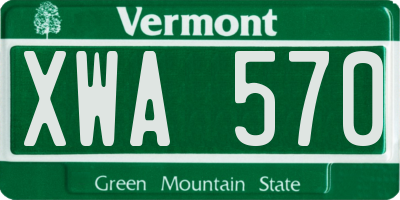 VT license plate XWA570