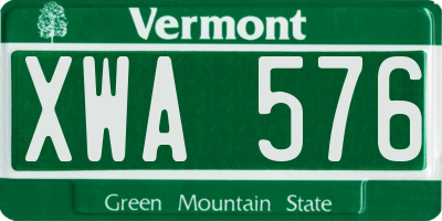 VT license plate XWA576