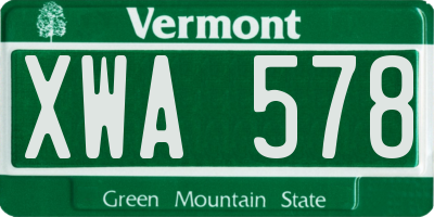 VT license plate XWA578