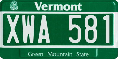 VT license plate XWA581