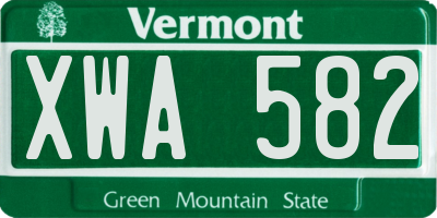 VT license plate XWA582