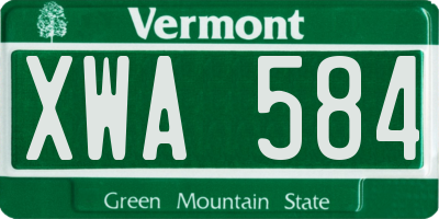 VT license plate XWA584