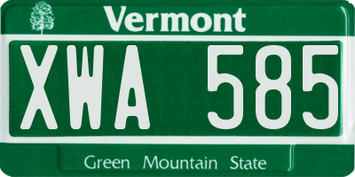 VT license plate XWA585