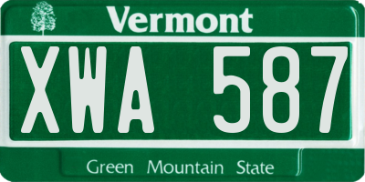 VT license plate XWA587