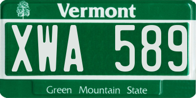 VT license plate XWA589