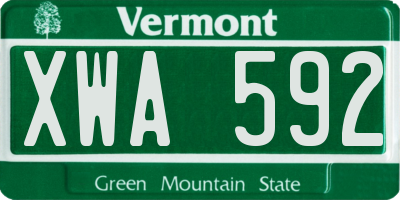 VT license plate XWA592