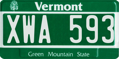 VT license plate XWA593