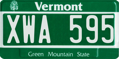 VT license plate XWA595