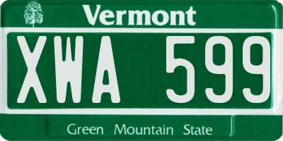 VT license plate XWA599