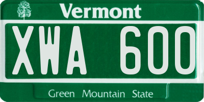 VT license plate XWA600