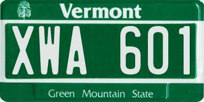 VT license plate XWA601