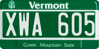 VT license plate XWA605