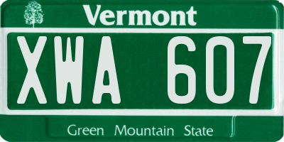 VT license plate XWA607