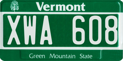 VT license plate XWA608