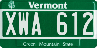 VT license plate XWA612