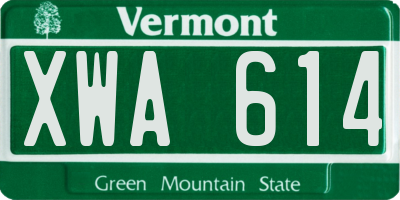VT license plate XWA614