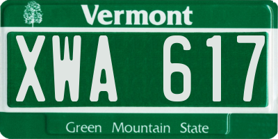 VT license plate XWA617