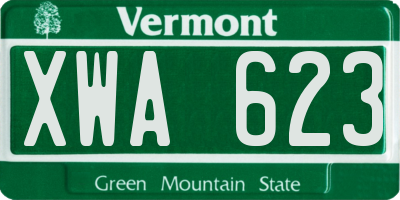 VT license plate XWA623
