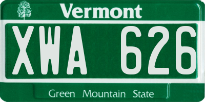 VT license plate XWA626