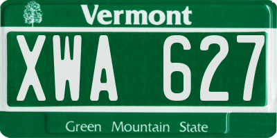 VT license plate XWA627