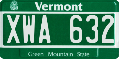 VT license plate XWA632