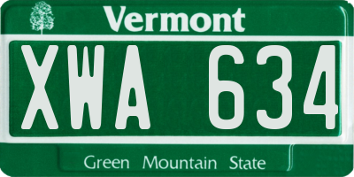 VT license plate XWA634